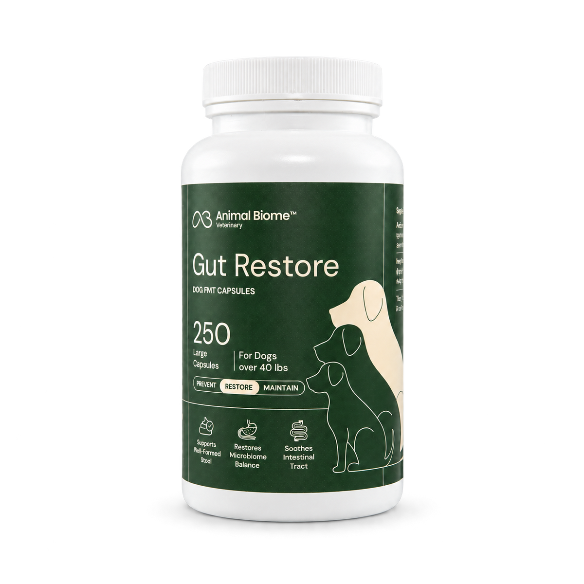 AnimalBiome Gut Restore for Dogs, large capsules — product packaging