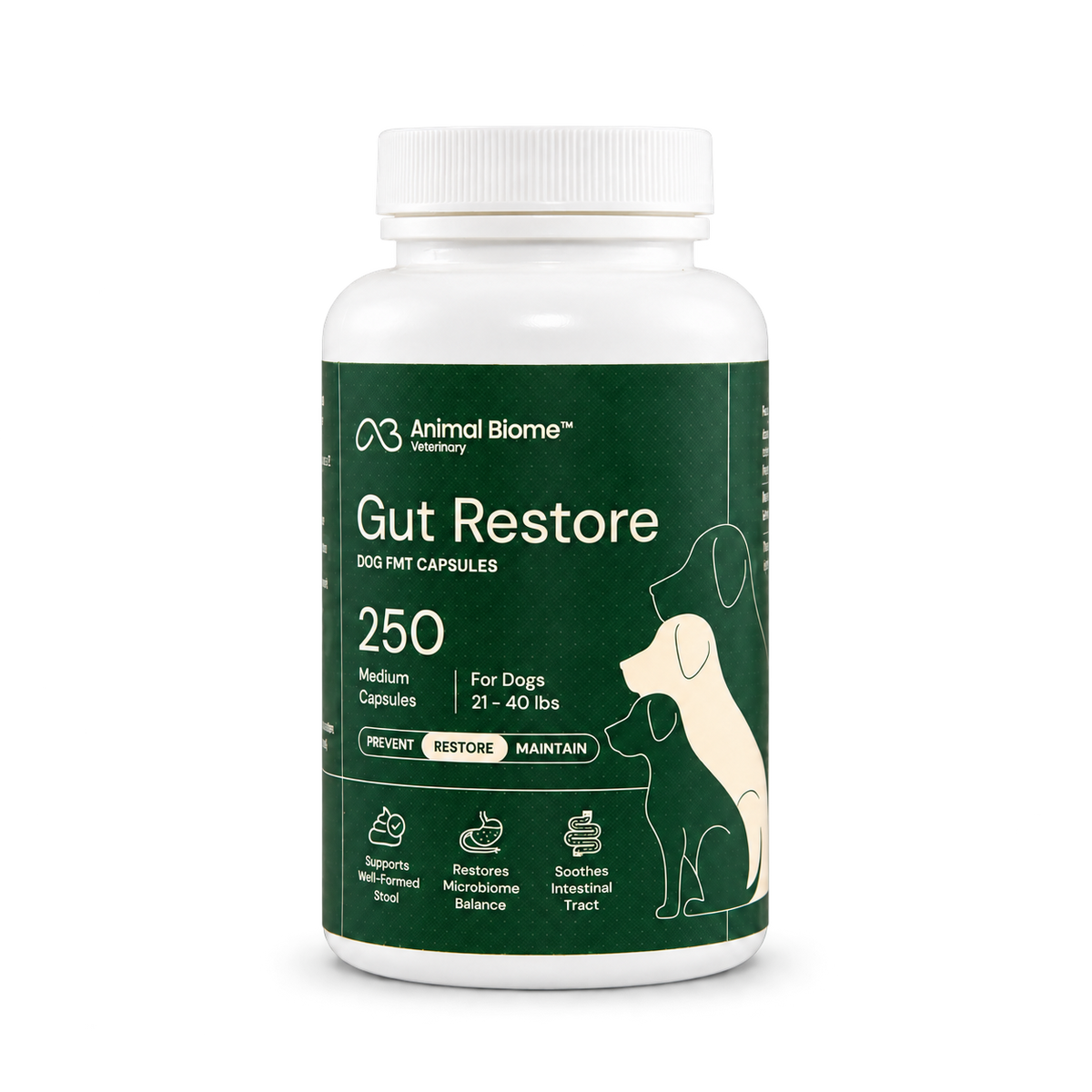AnimalBiome Gut Restore for Dogs, medium capsules — product packaging