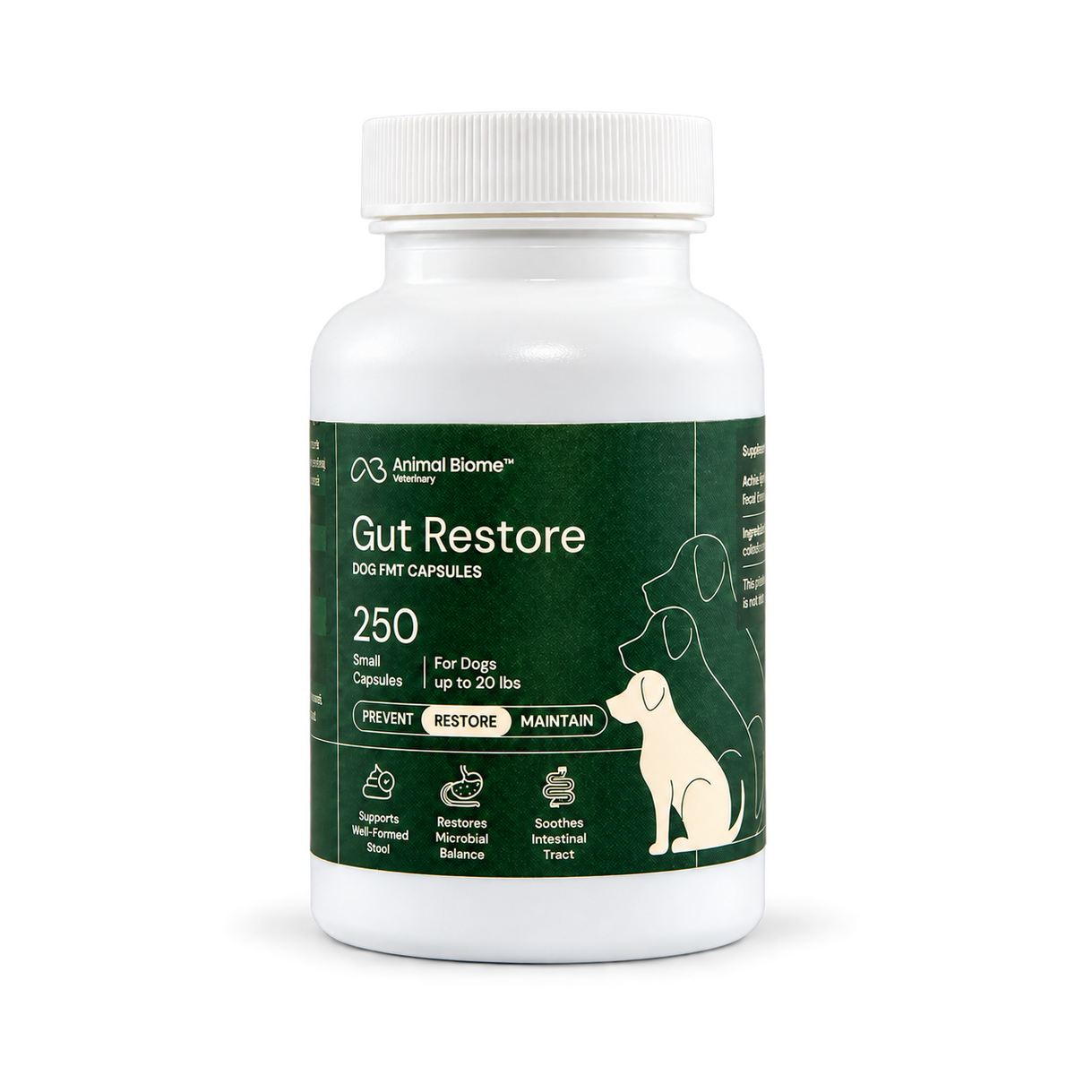 AnimalBiome Gut Restore for Dogs, small capsules — product packaging