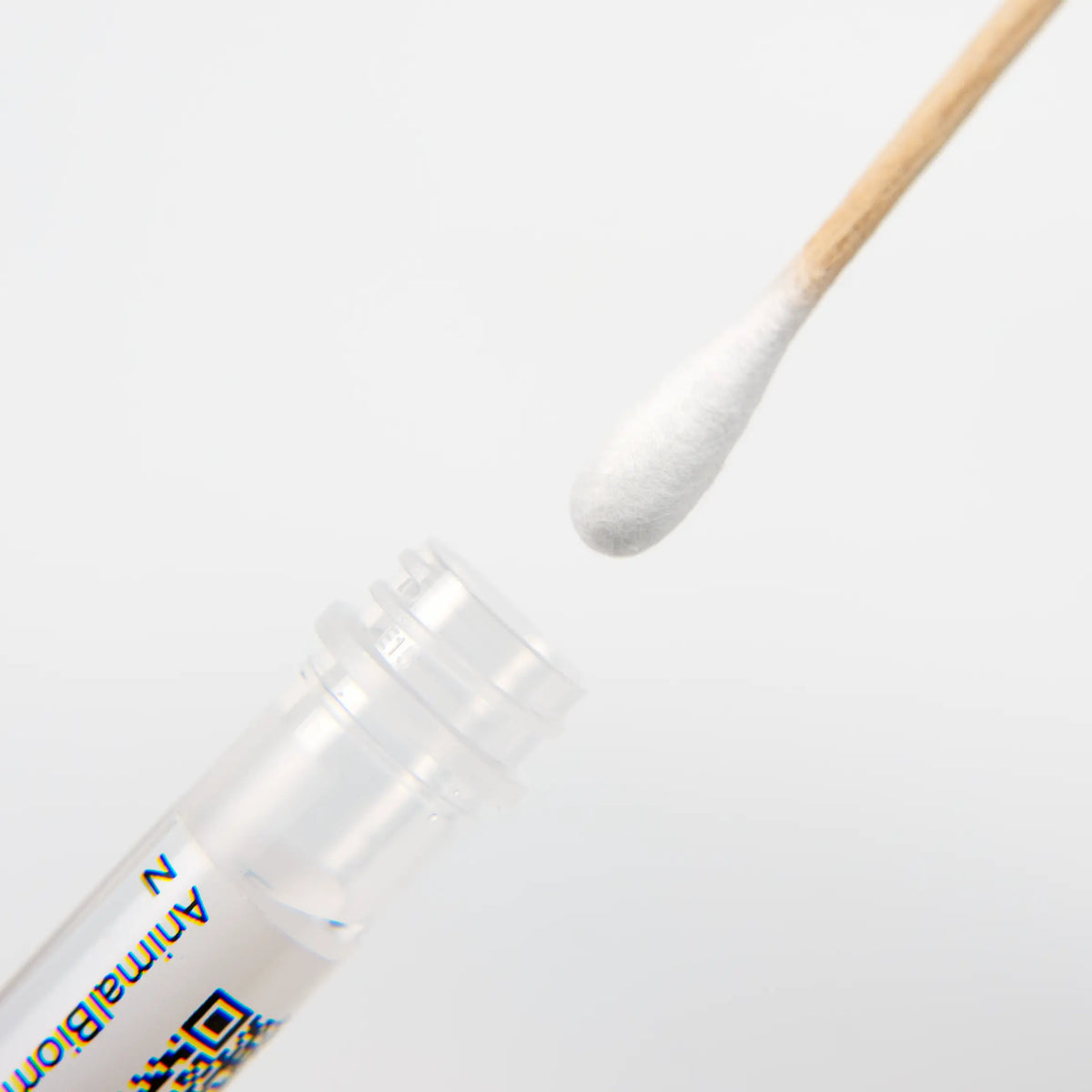 Cotton swab and AnimalBiome sample tube for at-home stool collection