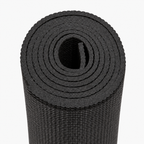 Black non-slip yoga mat — close-up of textured grip surface