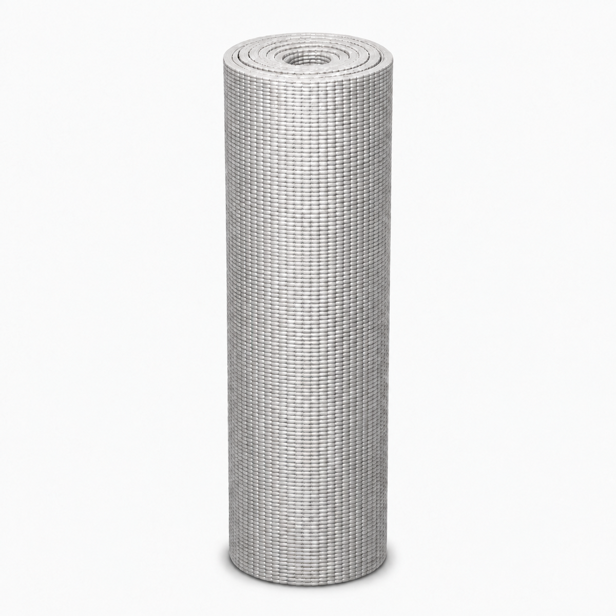 Silver non-slip yoga mat for dogs — full rolled product view